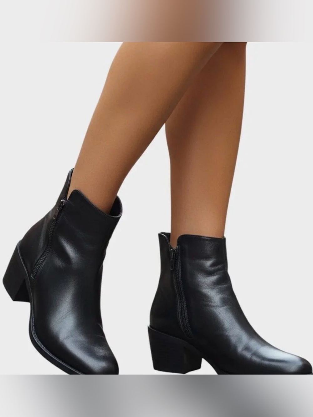 Boemos Made In Italy Black Leather Double Zip Ankle Boots Women’s 39 US 8.5 , 9